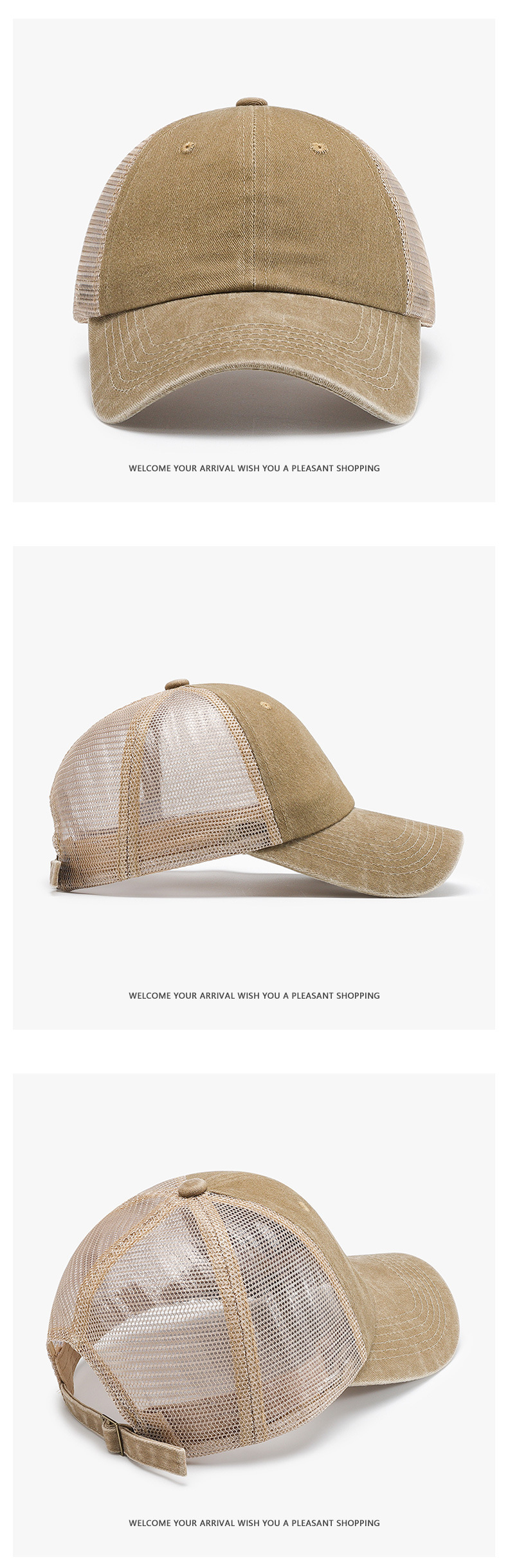 Cappello con visiera vintage in cotone lavato e rete unisex_voghion.com