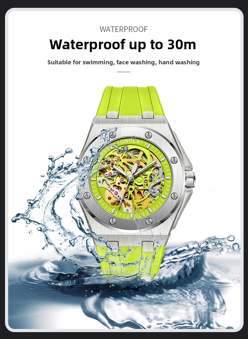 Men's Fully Automatic Mechanical Watch Fashionable Multi Color Silicone Strap Waterproof_voghion.com