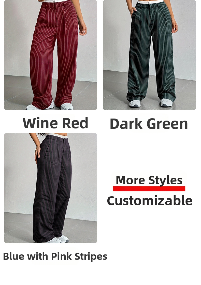 Spring Summer New High-Waisted Spliced Trousers Women's Casual Loose Straight Drape Design Fashionable Bottoms_ecoleips.com