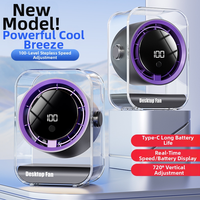 USB-Mini-Tischventilator, intelligenter elektrischer Ventilator mit Luftzirkulation, wiederaufladbar, tragbar und leise, für Zuhause und Büro_voghion.com
