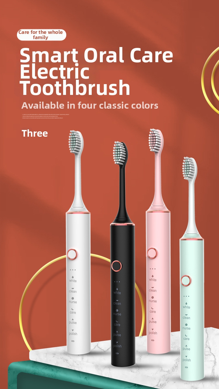 Electric Toothbrush Sonic Rechargeable With Soft Bristles Set_voghion.com