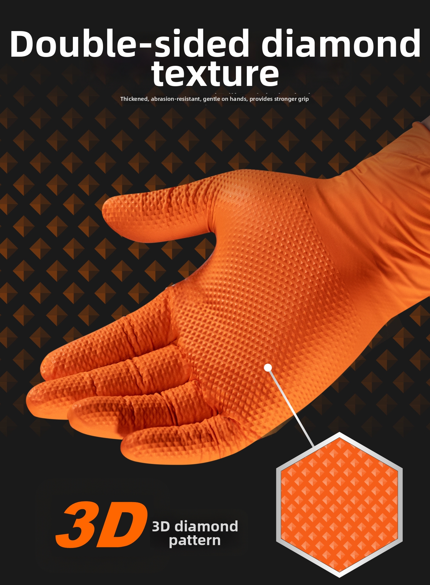Disposable Nitrile Gloves Extra Thick Diamond Patterned Industrial_voghion.com