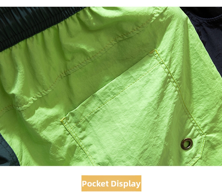 Casual Loose Fitting Beach Shorts For Men And Women Color Block Trendy Sports Running Quick Drying Three Quarter Pants_viptrois.com