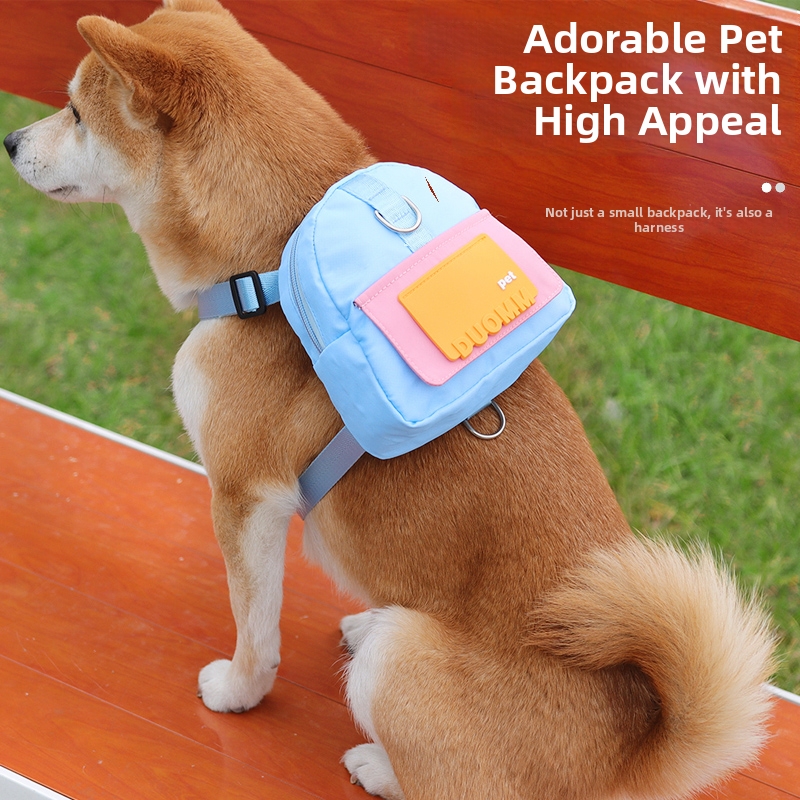 Small Medium Dogs Pet Backpack Snack Bag Leash Harness Set Dog Carrier For Shiba Inu Teddy_voghion.com