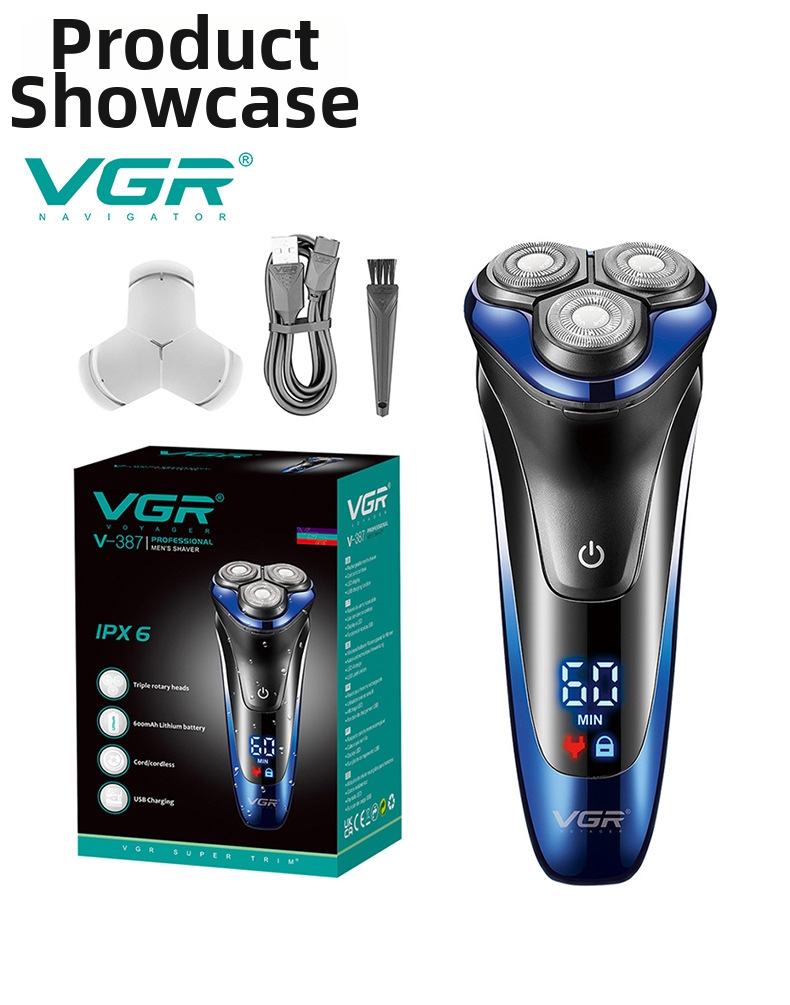 Electric Shaver For Men Vgr Smart Floating Triple Head Washable_voghion.com