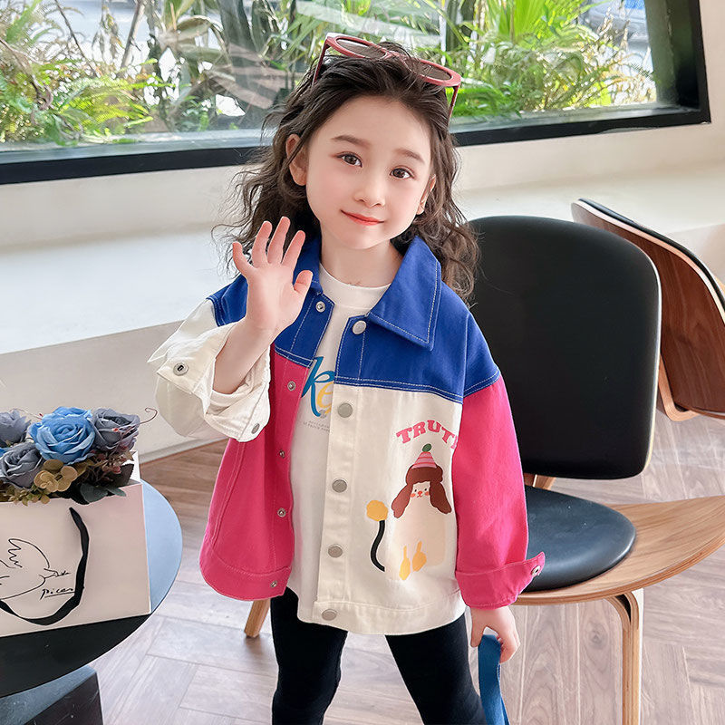 Girls Denim Tops Spring and Autumn 2025 New Children's Autumn Casual Fashionable Baby Tops Autumn Top Print
