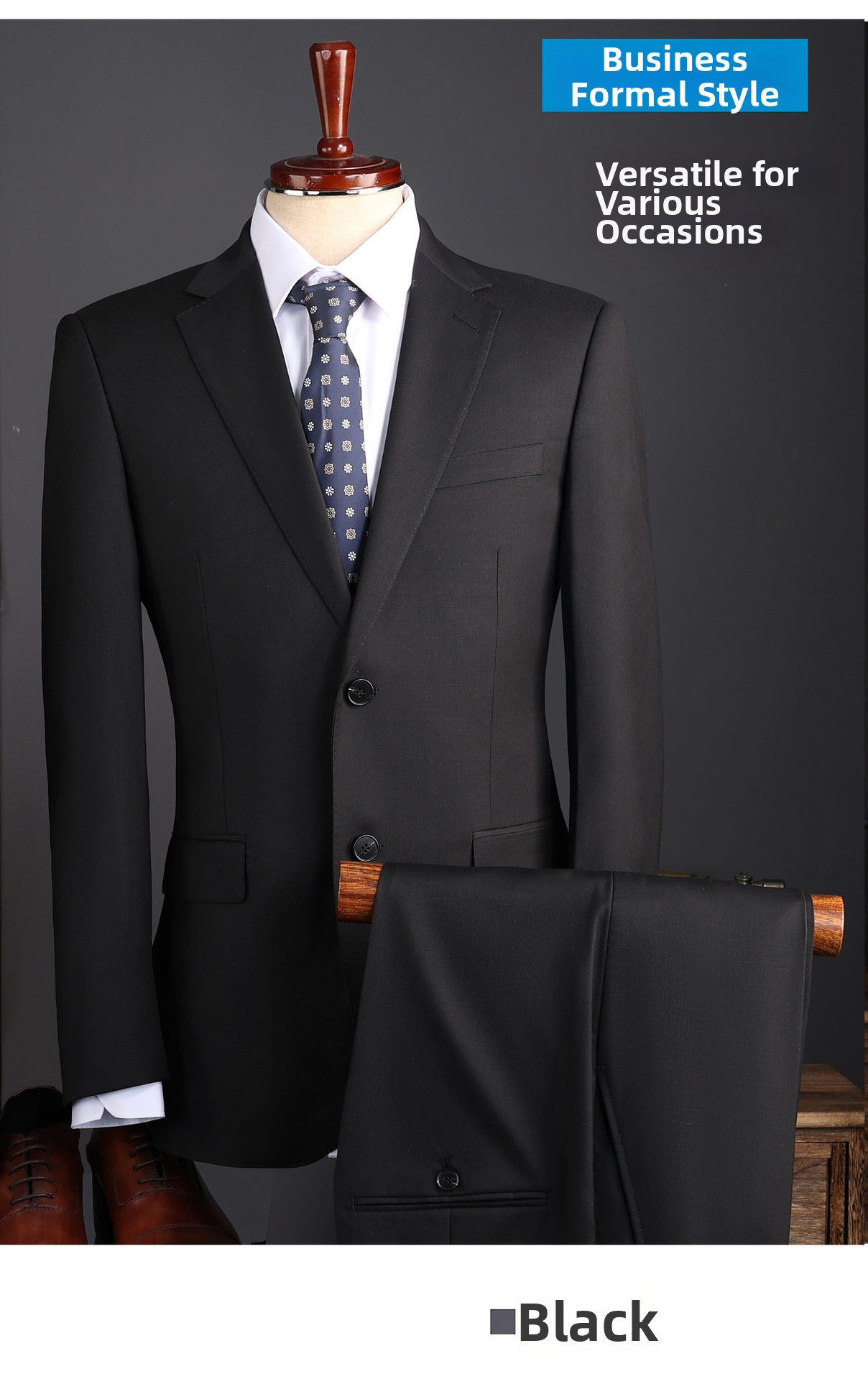 Men's Clothing Slim Fit Business Suit Anti-Wrinkle Wool Blend High End Groomsmen Wedding Suit For Formal Occasions_viptrois.com
