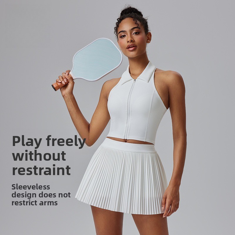 Tennis Suit Fitness Suit Women's Badminton Outdoor Sports Top Lapel Running Skirt Sports Suit_ecoleips.com