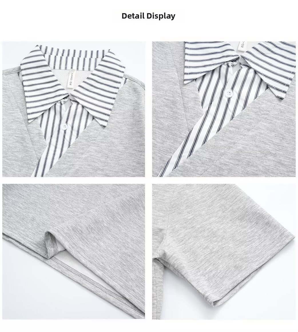 Polo homme élégant à col en V et rayures contrastées - Haut d'été décontracté à manches courtes et coupe asymétrique_voghion.com