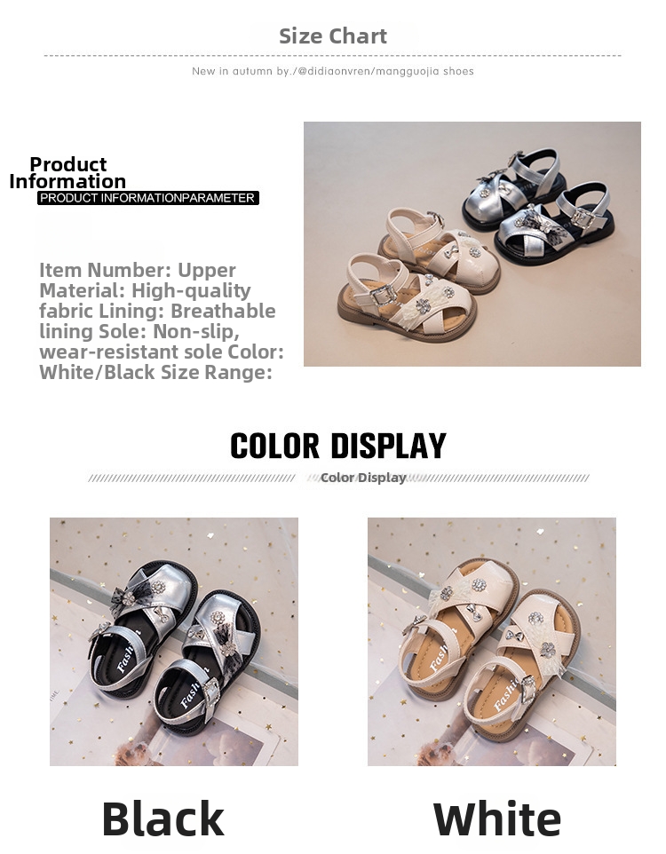 Mädchen Sandalen Mit Schleife Und Strass Geschlossene Zehen_voghion.com