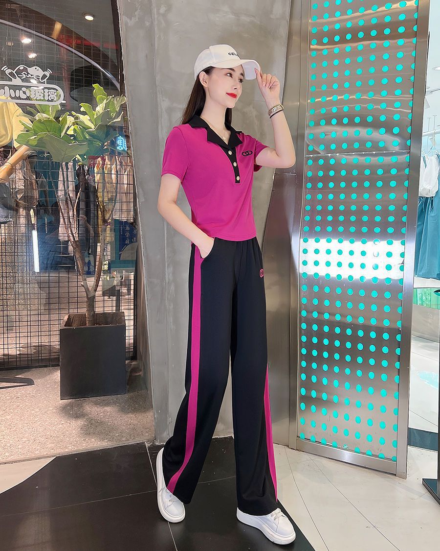 Women's Pant Set Lapel Short Sleeve Chic Professional Two Piece_voghion.com