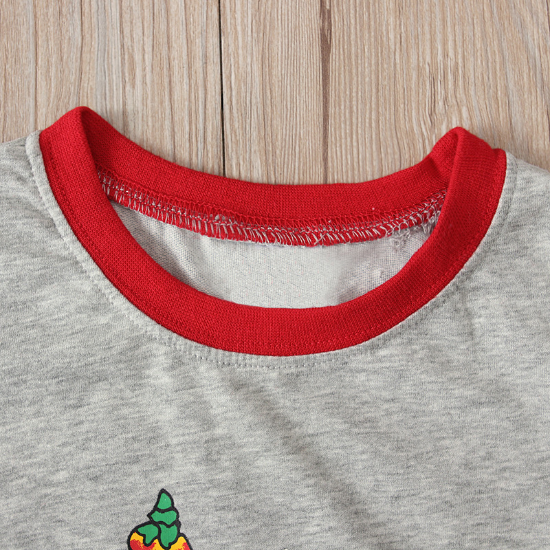 Zweiteiliger Hausanzug für Jungen im europäischen und amerikanischen Stil – Frühling/Herbst, Langarmshirt und Hose, Weihnachtsmotiv_voghion.com