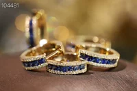 Новые продукты смотрят на свои собственные пейзажи любят свою любовь 18K золото инкрустированные сапфиром серьги с бриллиантами независимой упаковки