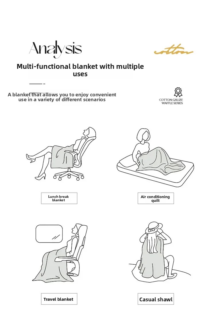 100% Baumwolle Waffelstruktur-Decke Leichte Atmungsaktive Sommer-Kühldecke für Bett Sofa Einzel- und Doppelgröße – Detail 14