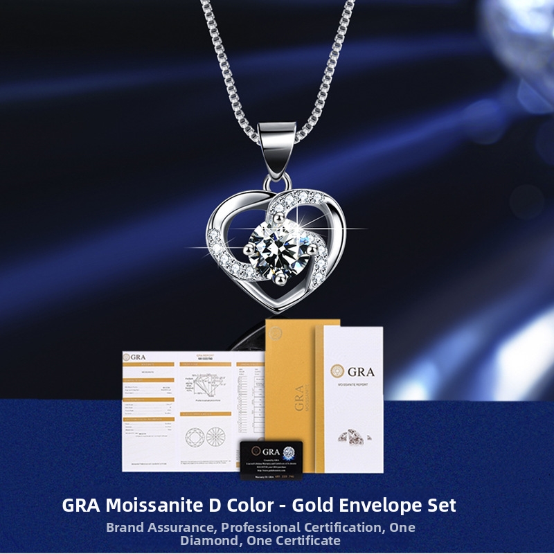 High Grade GRA Moissanite Three Piece Set 925 Sterling Silver Ring Pendant Necklace Earrings Jewelry_voghion.com