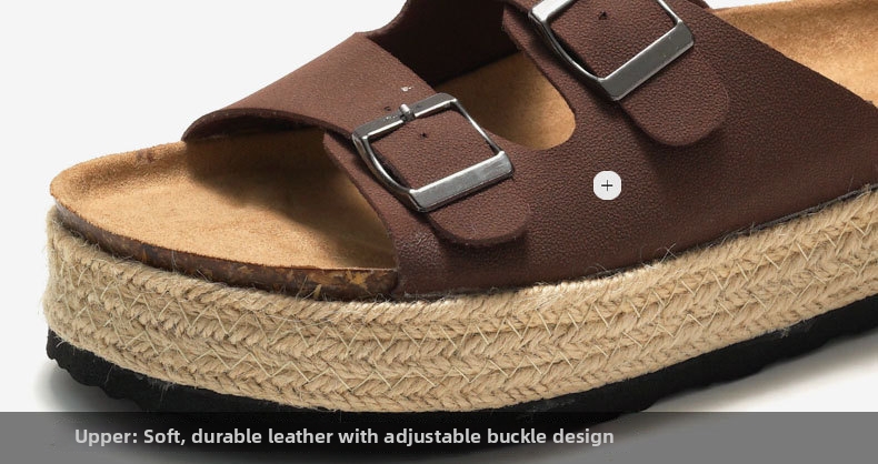 Women's Cork Slippers Beach Sandals With Thick Sole And Buckles_voghion.com
