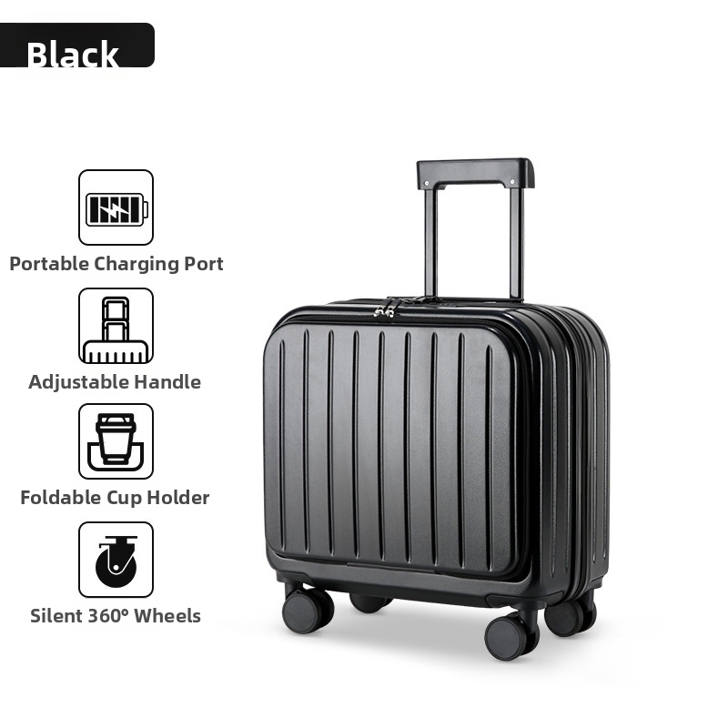 Lichtgewicht handbagagekoffer met opening aan de voorkant, compact formaat, multifunctioneel, diep opbergvak, reiskoffer voor mannen en vrouwen, 18 inch x 20 inch._voghion.com