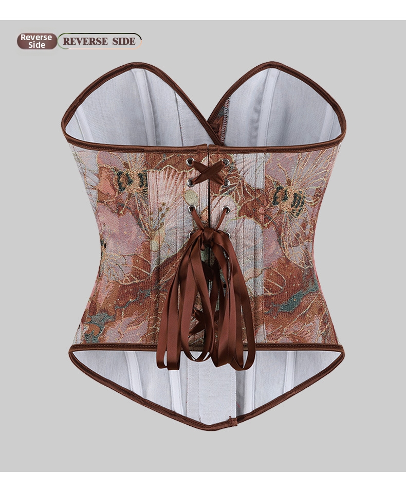 Dames jacquard corset top corrigerende shapewear groene bijen_voghion.com