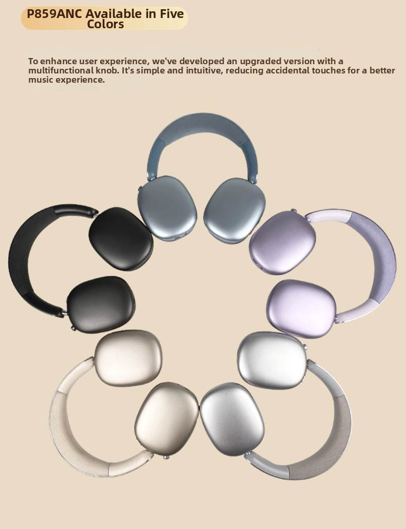 Casque sans fil supra-auriculaire P859ANC – Réduction active du bruit, 40 h d'autonomie, Bluetooth 5.4, molette de contrôle rotative, pliable_voghion.com