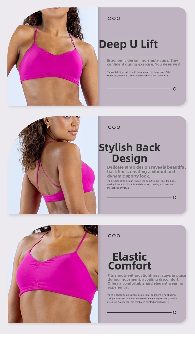 High Elastic Matte Thin Fitness Bra Crossback Spaghetti Strap Seamless Shoulder Sports & Outdoor Clothing For Women_desvips.com