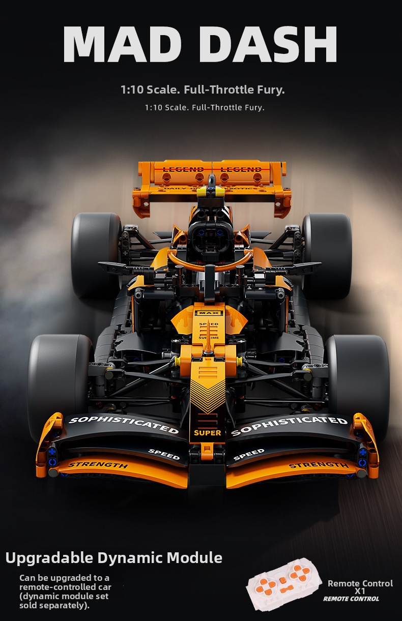 Orange F1 Racing Car Building Blocks Mechanical Model Kit Gift_voghion.com