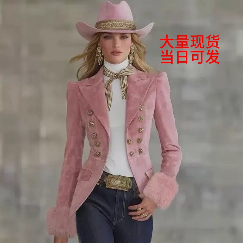 2026 Cross-Border European and American Fashion Suede Retro Slim-Fit Elegant Jacket Blazer 2026 Cross-Border European and American Fashion Suede Retro Slim-Fit Elegant Jacket Blazer