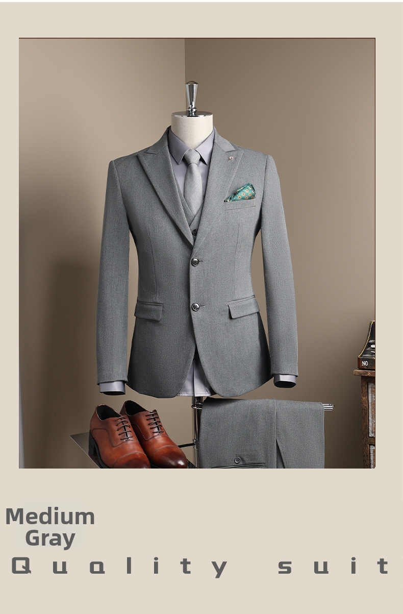 Formal Men's Suit Two-button Slim Fit Business Blazer Jacket_voghion.com