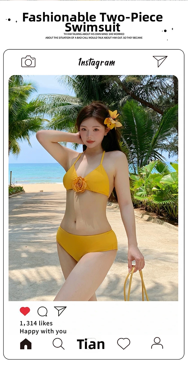 Women's Swimsuit Set Two Piece Long Sleeve Bikini For Curvy Ladies_voghion.com