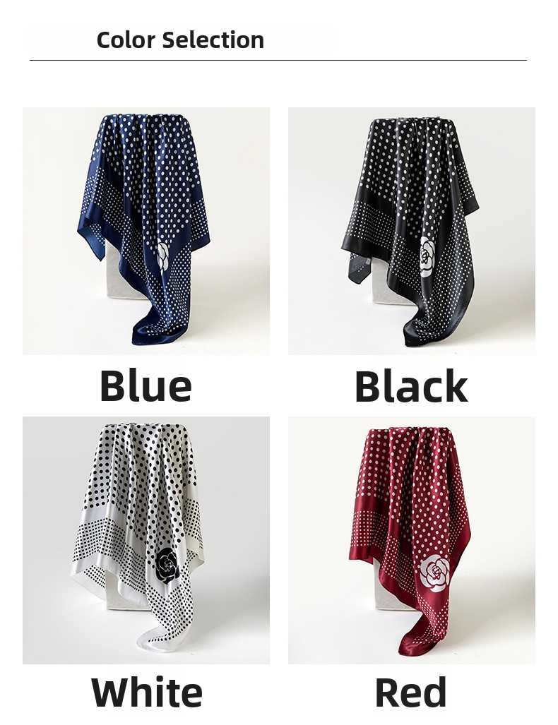 Foulard in seta a pois da donna, elegante sciarpa quadrata_voghion.com