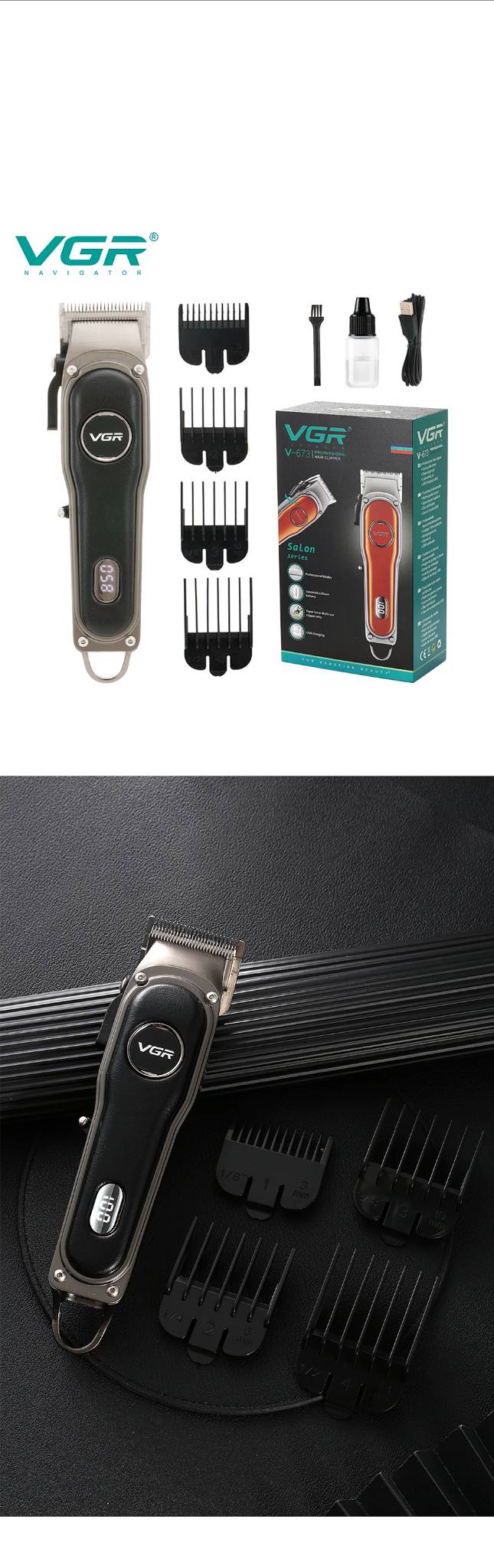 Metal Professional Hair Trimmer With Lcd Display And Gradient Power_voghion.com