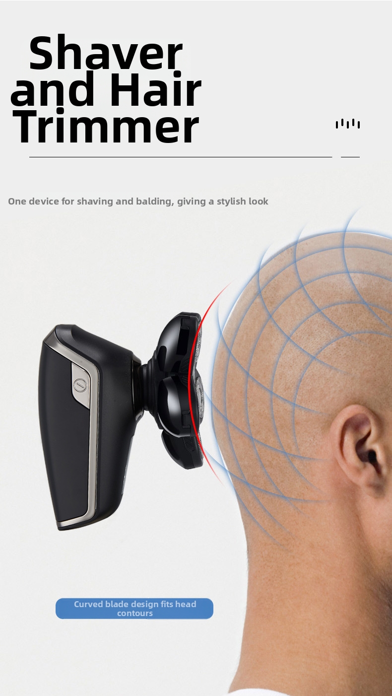 Electric Shaver Bald Head Hair Clipper Digital Display Six Blade Multi-Functional 5-in-1 Razor_voghion.com