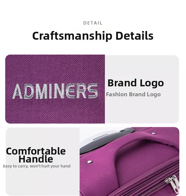 Rolling Suitcase Oxford Cloth Trolley Case With Business Lock_voghion.com