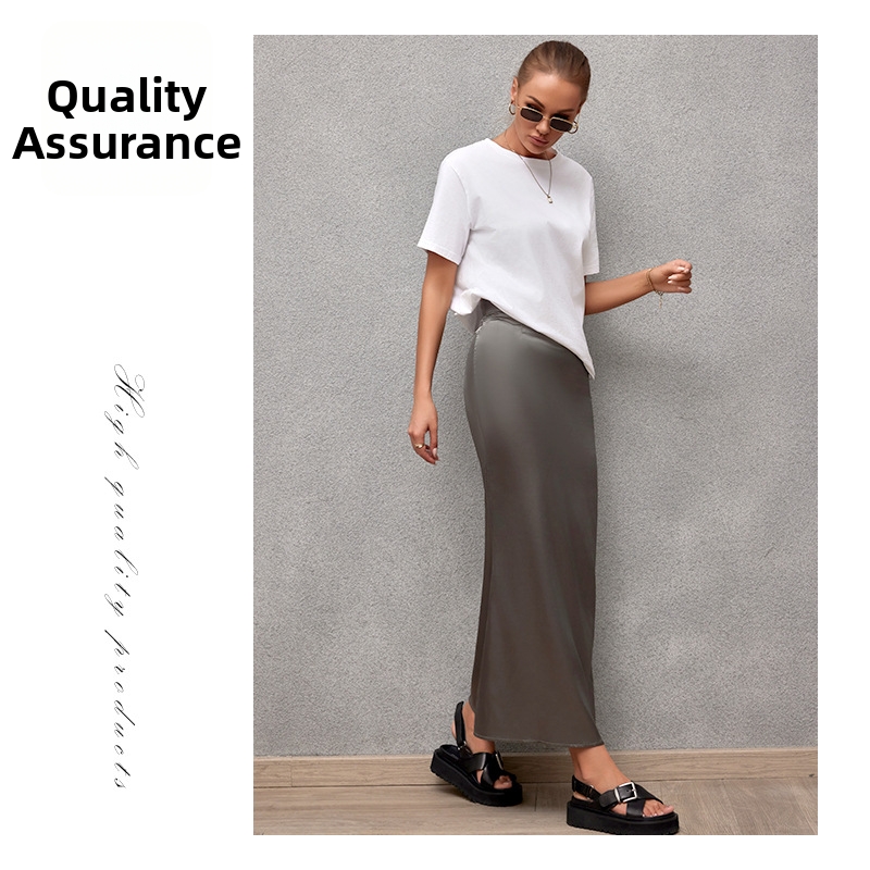 Women's Clothing Women's Spring Summer Imitation Silk Satin Midi Skirt Style Fishtail Bodycon Skirt For Formal & Casual For Women_ecoleips.com