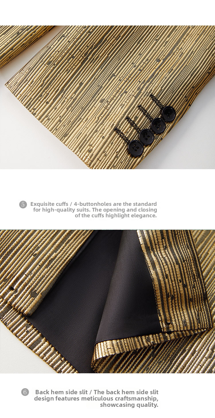 Men's Suit Blazer In Gold And Silver Modern Slim Fit Formal Jacket_voghion.com