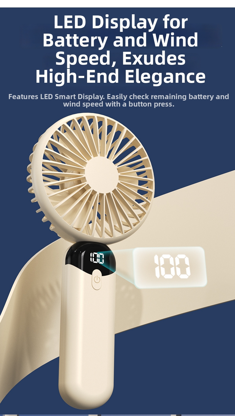 Handheld Portable Fan With Digital Display And Silent Operation_voghion.com