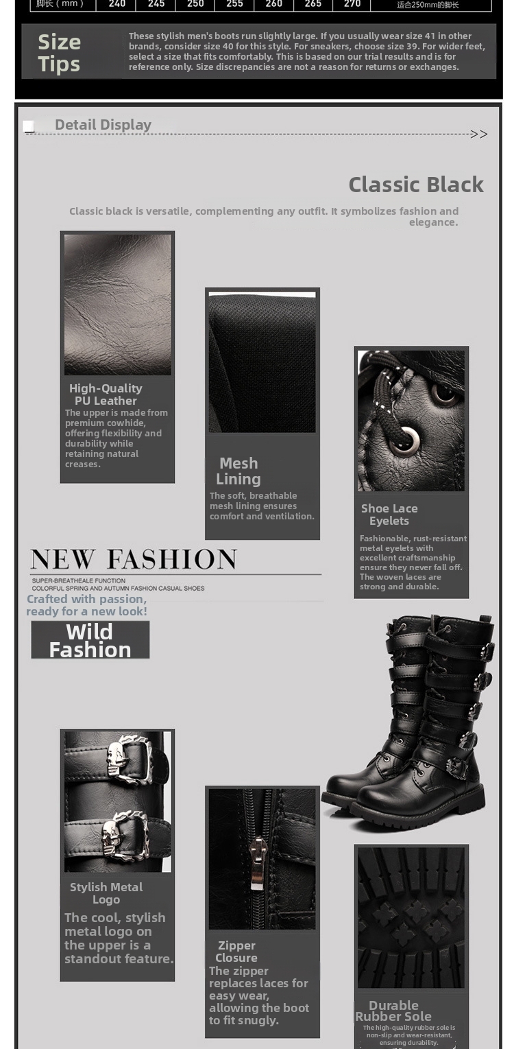 Men's Leather Work Safety Boots High Top Riding Style For Men_voghion.com