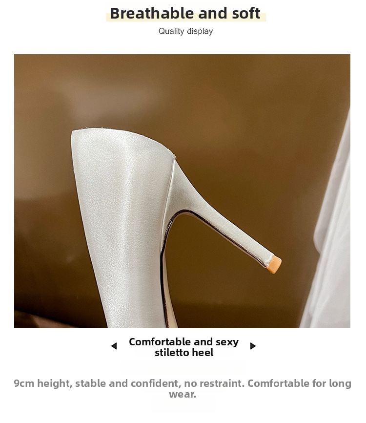 Satin high heels för damer med kvadratiskt kristallspänne_voghion.com