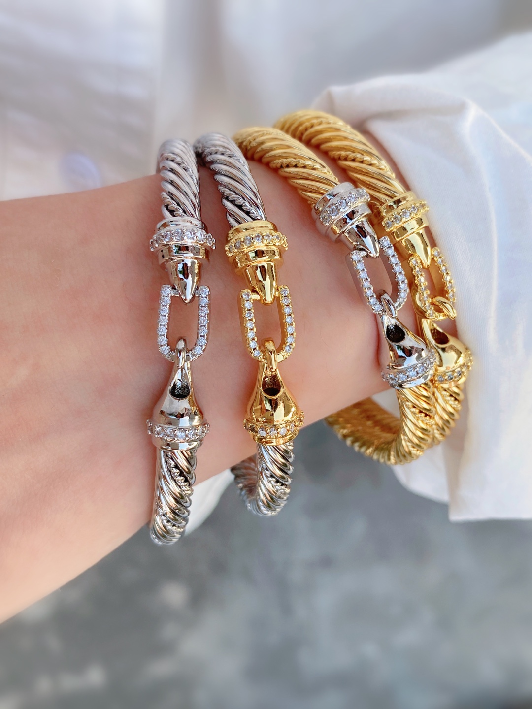 Wholesale Jewelry Simple Style Geometric Copper Zircon 18K Gold Plated Inlay Bracelets Necklace display picture 2