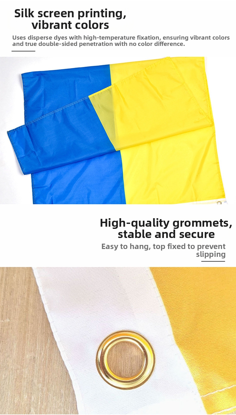 Bandeira Nacional da Ucrânia 90x150 cm (3x5 pés) Versão Espessa para Casa, Jardim, Pátio e Gramado_voghion.com