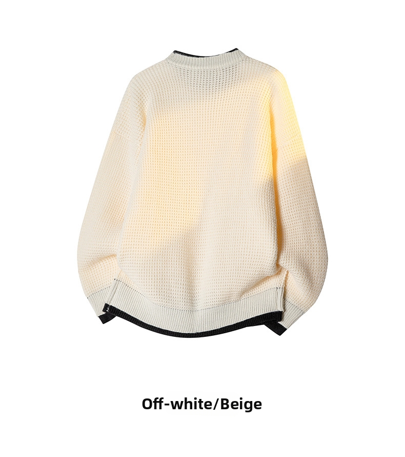 Herren Pullover Zweiteiler Langarm Slim Fit Waffelstrick Optik_voghion.com