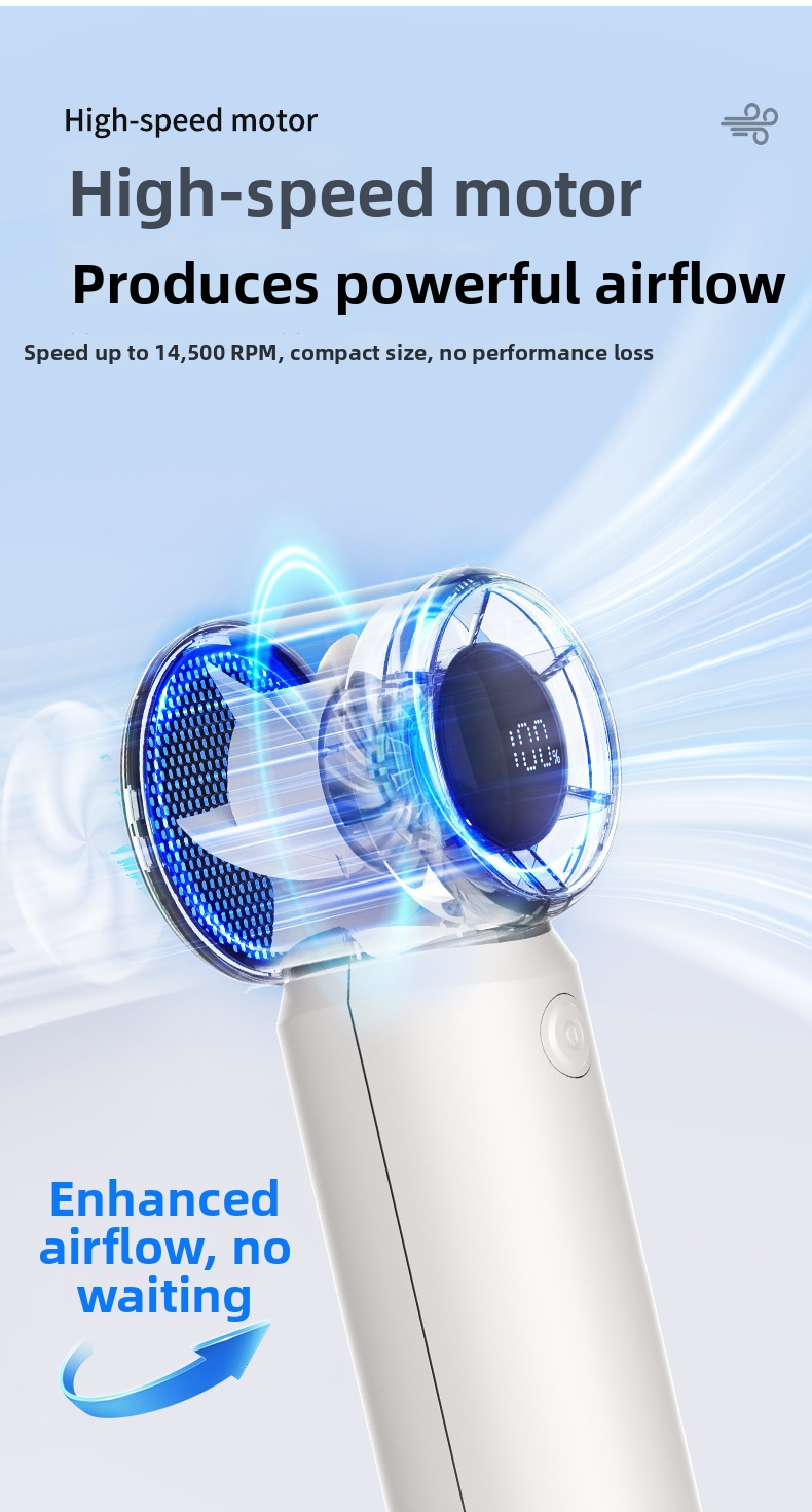 Handheld Mini Fan With Digital Display And Usb Portable Cooling_voghion.com