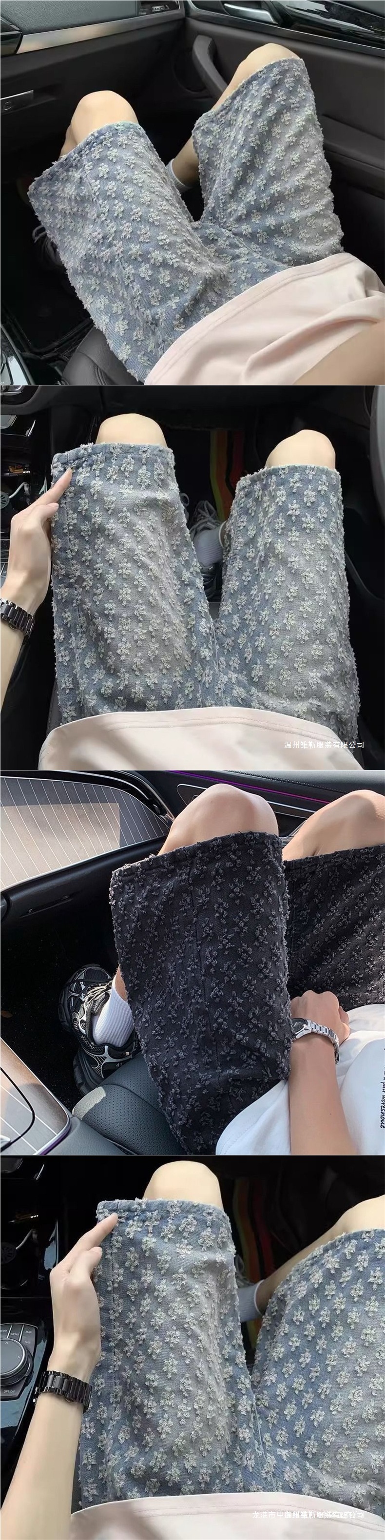 Men's Summer Thin Ripped Denim Shorts Casual Mid-Length American Retro Jacquard Loose Fit Five Point Pants_mkmklike.com