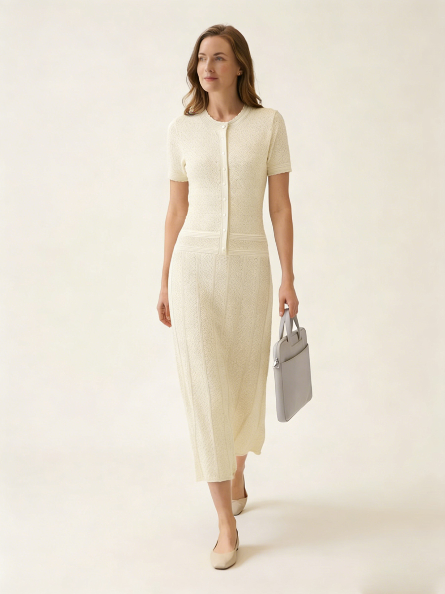 Elegant Knit Maxi Dress round Neck A-Line Slimming Summer Dress for Women 6 Colors S M L_ecoleips.com