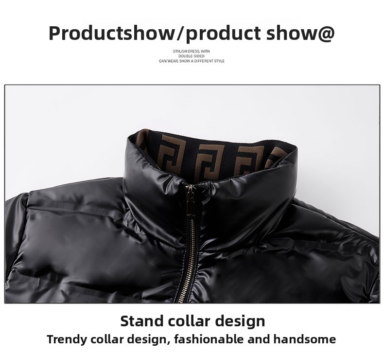 Winter New Men's Fashion Trend Stand-up Collar Jacket Versatile Casual Solid Color Jacket_viptrois.com