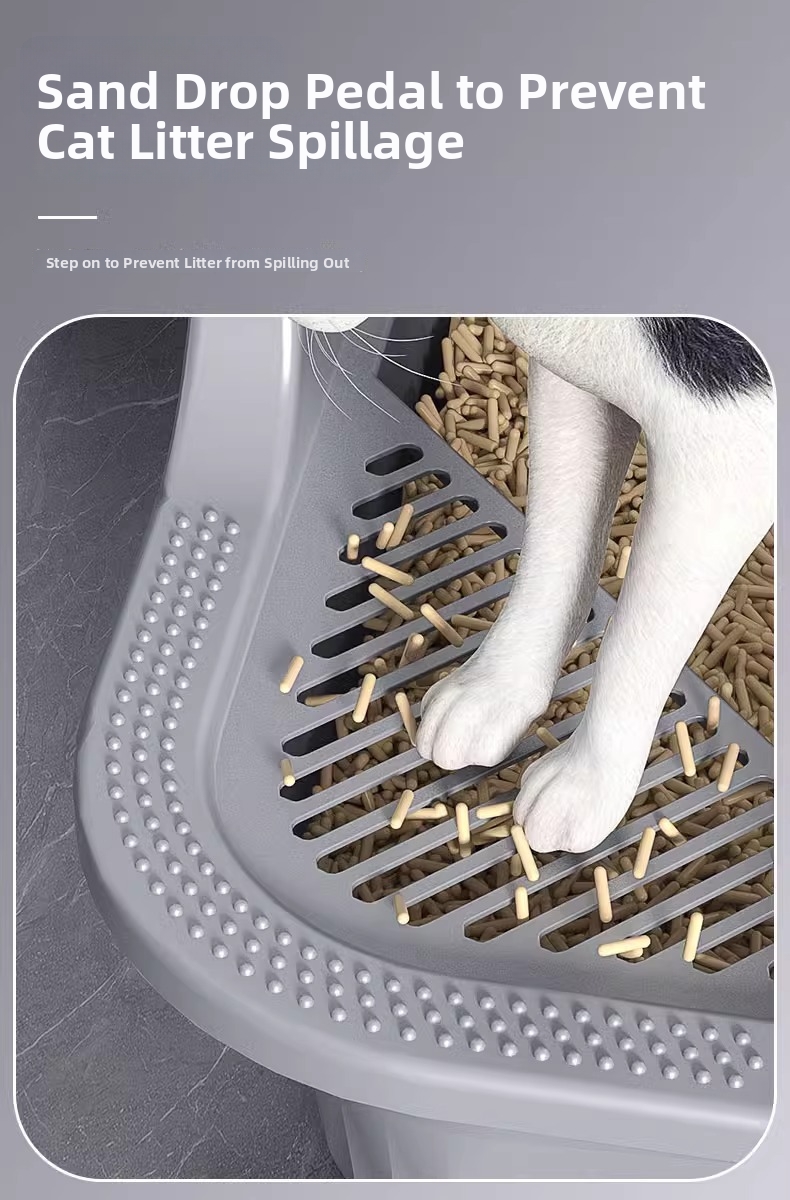 Extra Large Anti-splash Cat Litter Box Open Semi-enclosed Tray_voghion.com