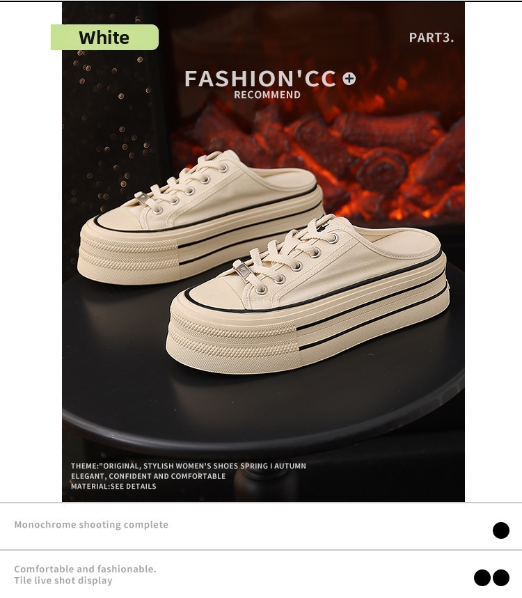 Sommar canvas mules för damer platta sandaler med stängd tå_voghion.com