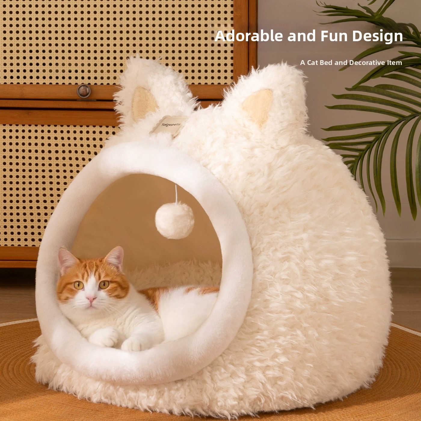 Panier chaud pour chat, panier d'hiver pour chien, maison semi-fermée en forme d'oreille de chat pour animaux de compagnie, toutes saisons_voghion.com