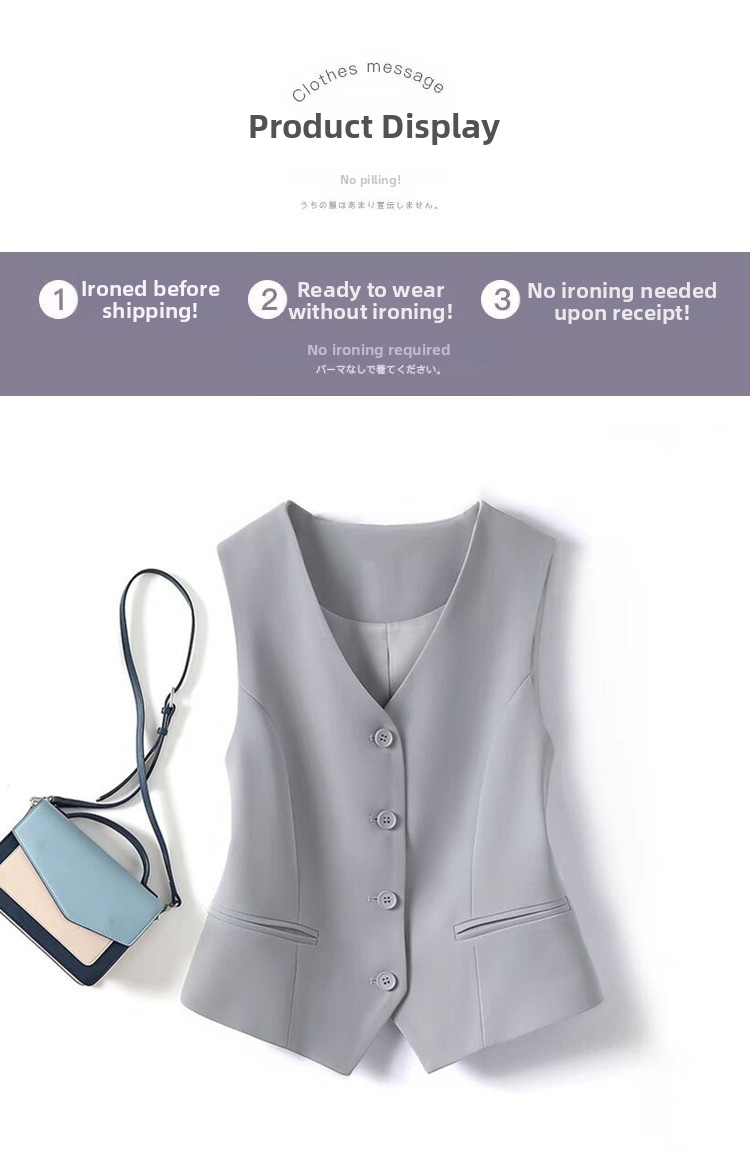 Chaleco de mujer slim fit azul entallado para primavera otoño_voghion.com
