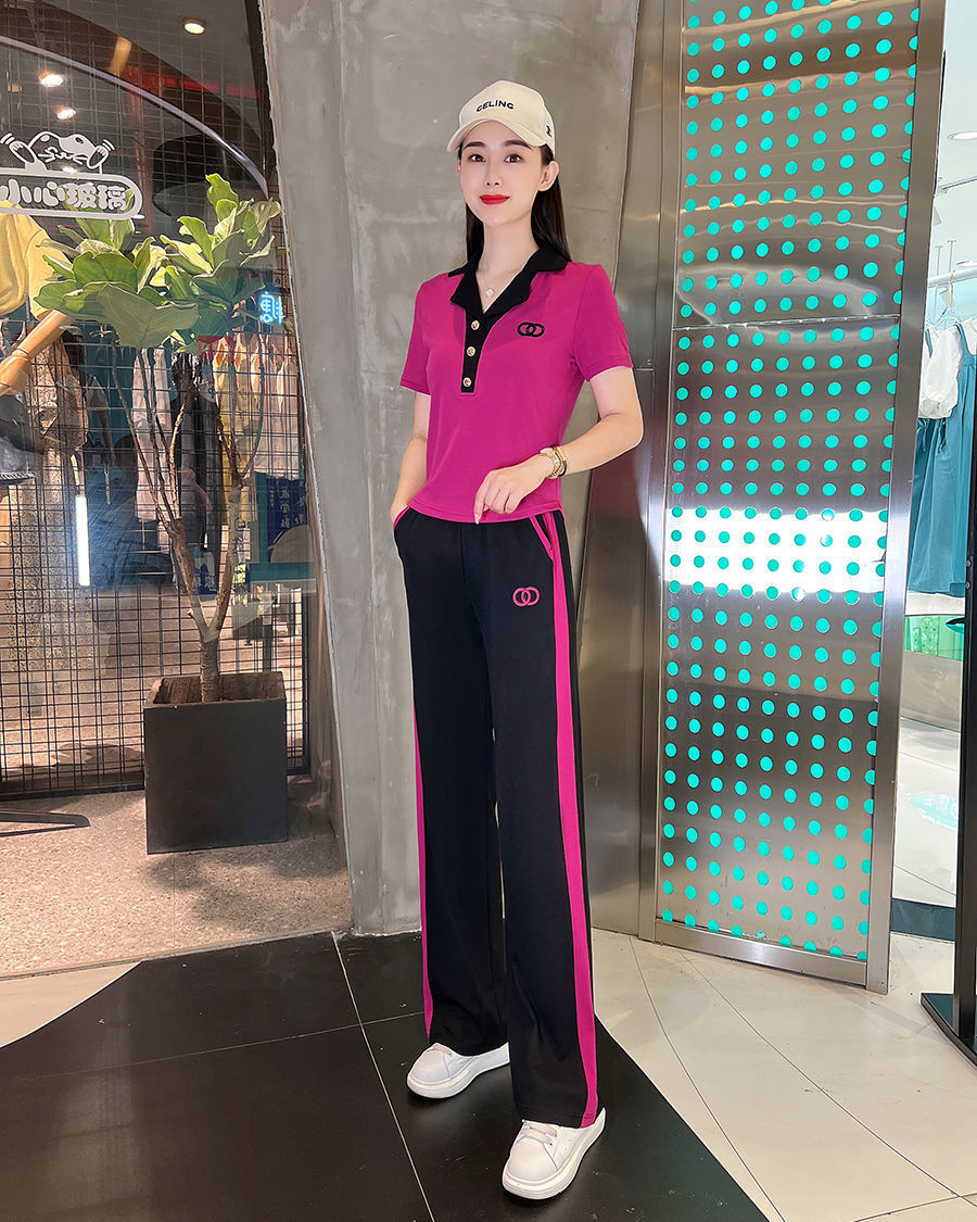 Women's Pant Set Lapel Short Sleeve Chic Professional Two Piece_voghion.com