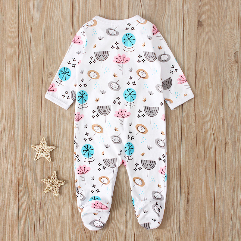 Mono para bebé con pies estampado floral mezcla de algodón_voghion.com